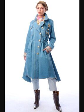 Aratta Monte Carlo Denim Long Duster Coat NWT SZ XL  /B5